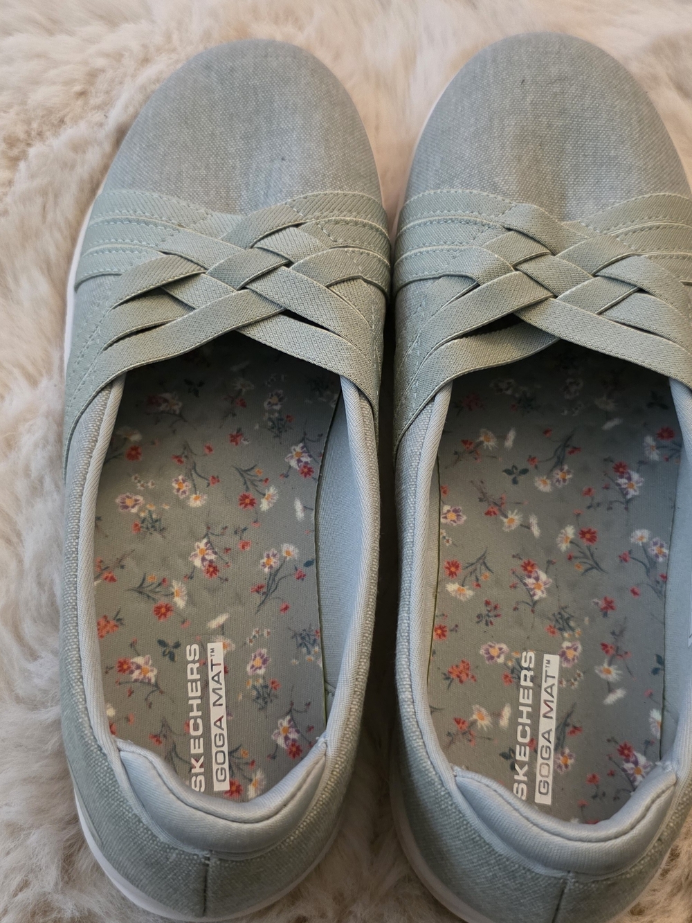 Skechers Mint Green Braided Slip-On Flats